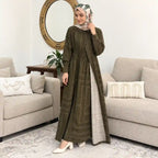 Olive Grace Geometric Abaya