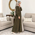 Olive Grace Geometric Abaya