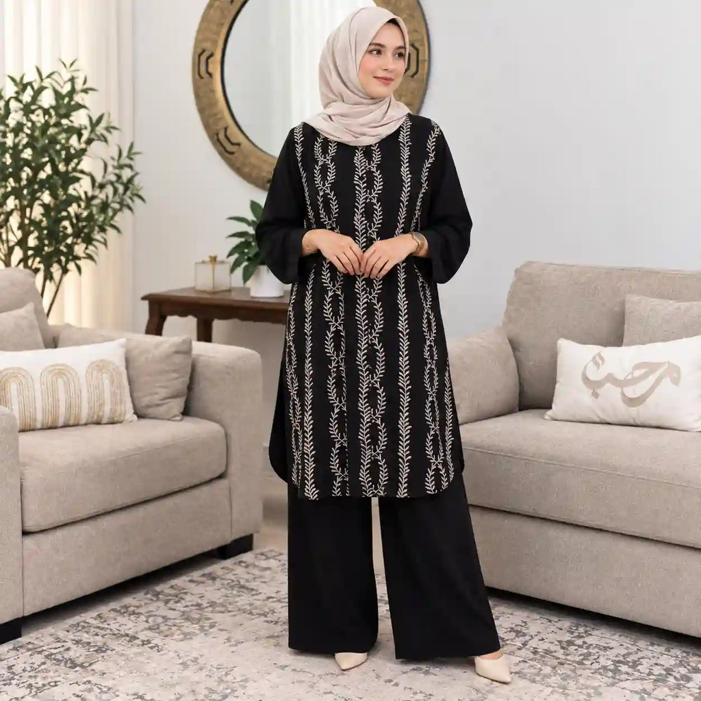 Midnight Vine Embroidered Co-Ord Set