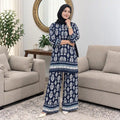 Navy Blue Geometric Print Co-Ord Set