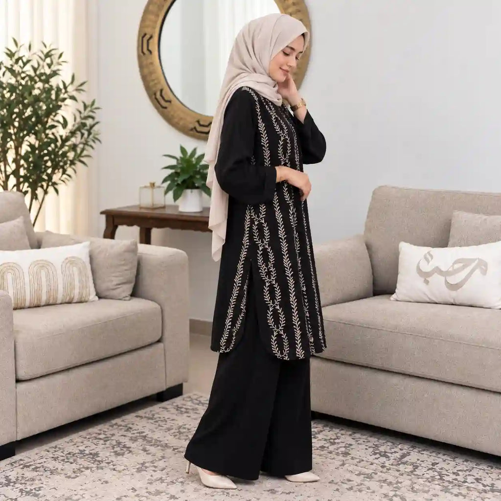 Midnight Vine Embroidered Co-Ord Set