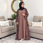 Mauve Leaf Elegance Abaya