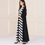 Monochrome Elegance Striped Abaya