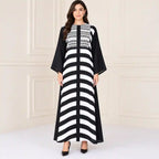Monochrome Elegance Striped Abaya